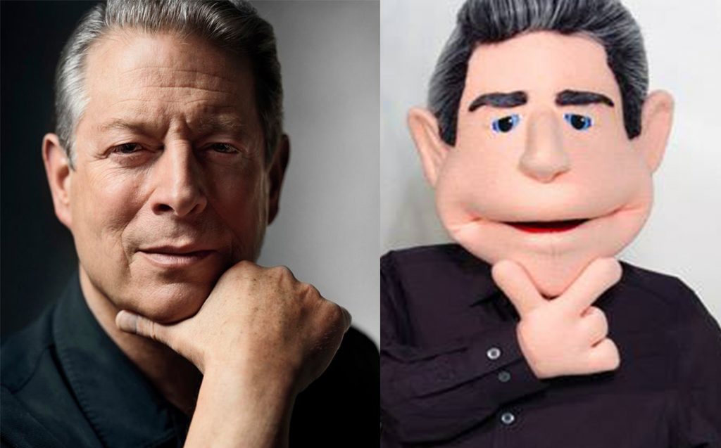 Al Gore photo and puppet